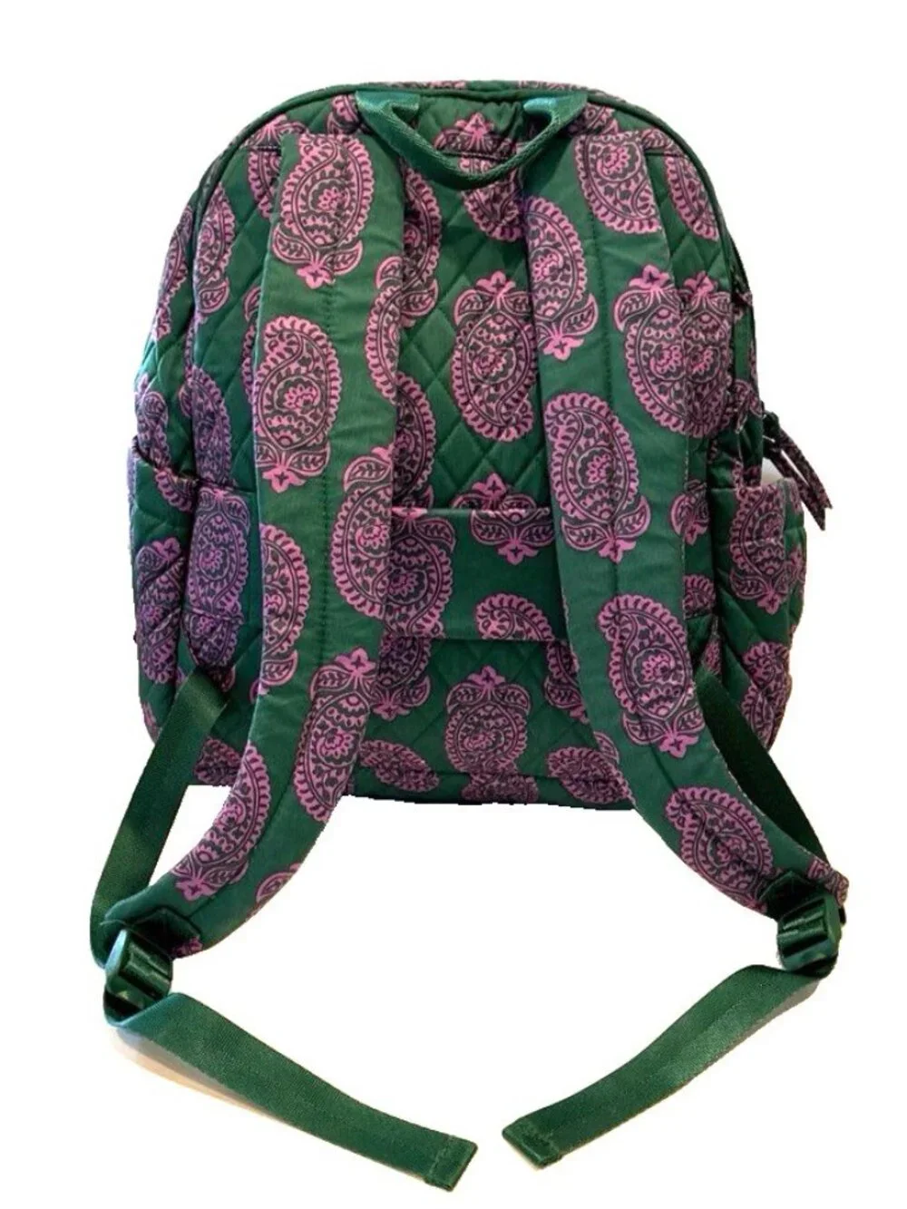 Vera Bradley Premium Cotton Bancroft Backpack Iconic Paisley Green Jacket NWOT